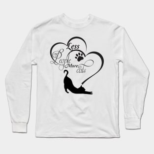 Less People More Cats Silhouette Long Sleeve T-Shirt